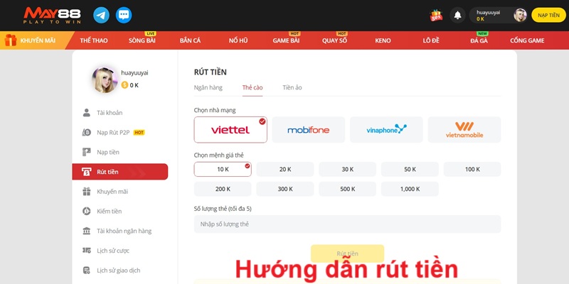 Bật mí cách rút tiền May88